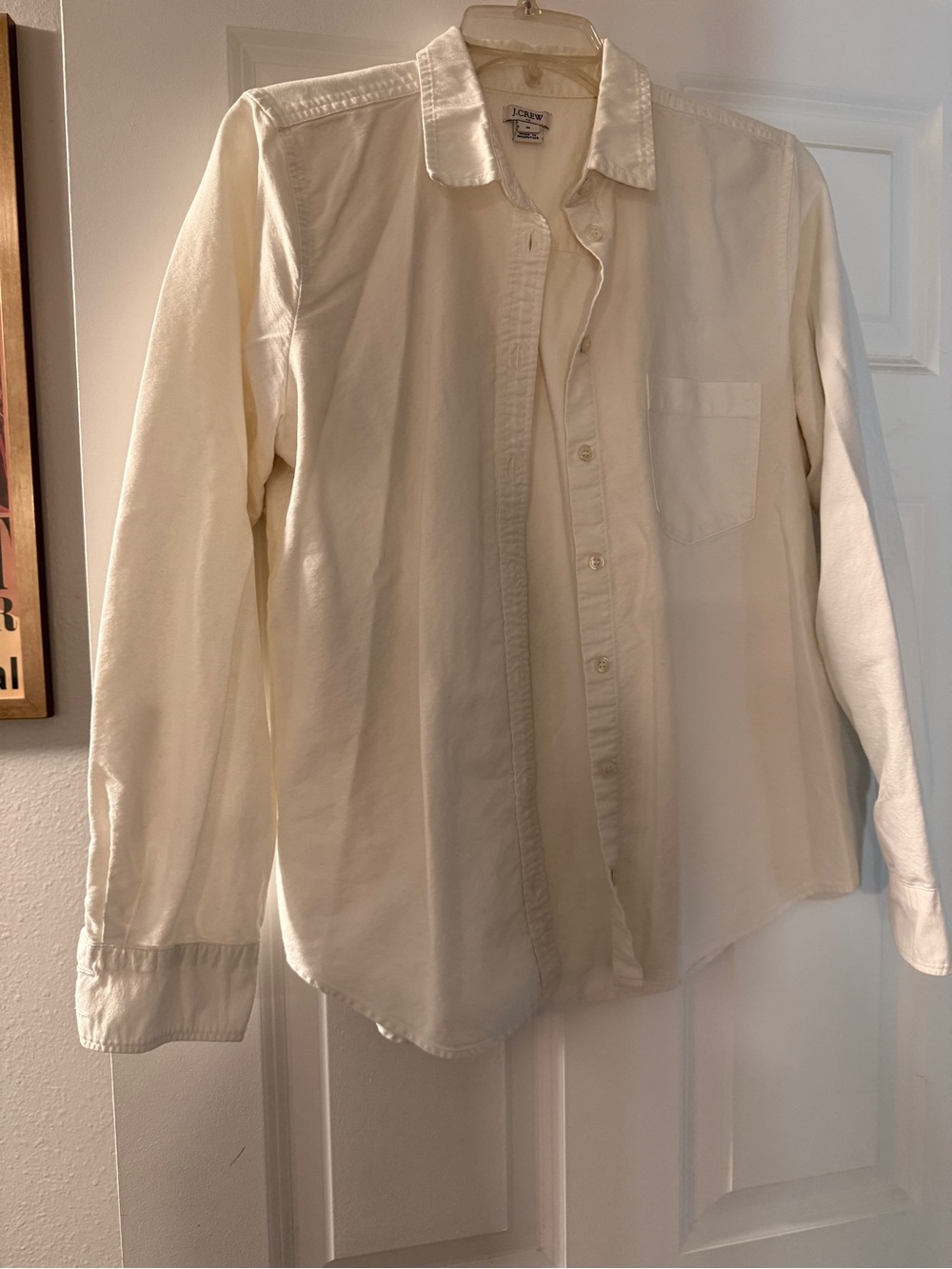 J. Crew Cream Button-Down Shirt with Chest Pocket
